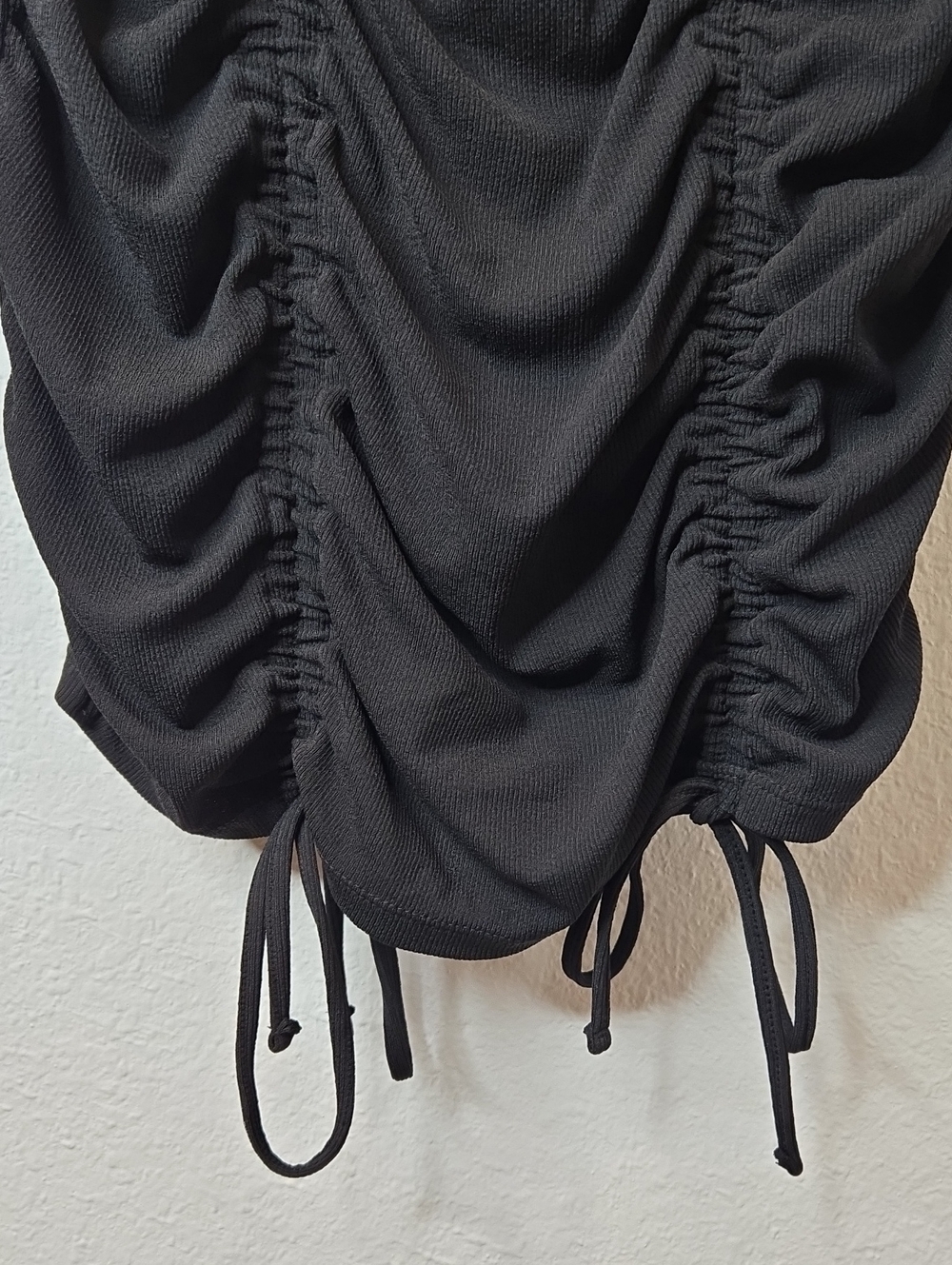H&M Divided Black Ruched Drawstring Bodycon Mini Dress - Picture 4 of 9